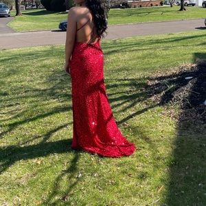 PROM DRESS Size 8 beautiful red sequin prom dress worn once excellent condition!